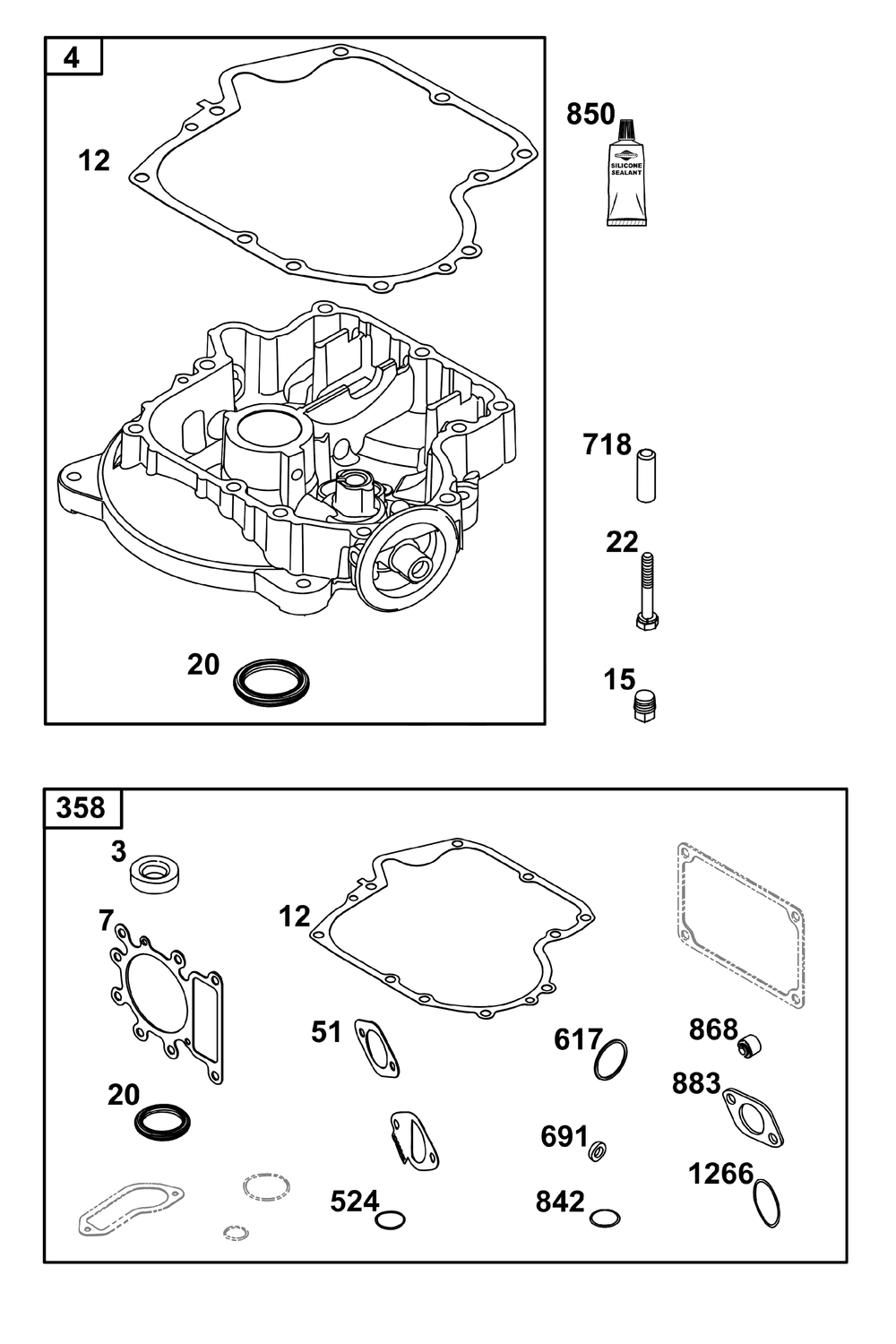 Crankcase Cover/Sump Group Diagram and Parts List for 21R807-0039-B5 200000 - 399999 Briggs and Stratton Engine